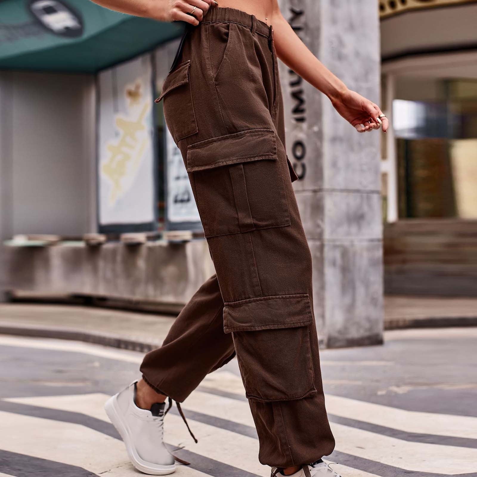 Pantalon Cargo for Women Taille Haute Voyage Tactique Streetwear Pantalon Decontracte Pantalon de Randonnee en Plein Air Pantalon avec Poches