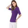 thumbnail image 4 of INSPIRE CHIC T-Shirt Ajusté à Manches Mi-Longues à Encolure Dégagée pour Superposition pour Femmes, 4 of 6