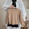thumbnail image 4 of WUANDIXFA Cute Shirts for Girls Ruffle Long Sleeve Crewneck Ribbed Knit Blouses Tops (Coffee, 5-6 Years), 4 of 9