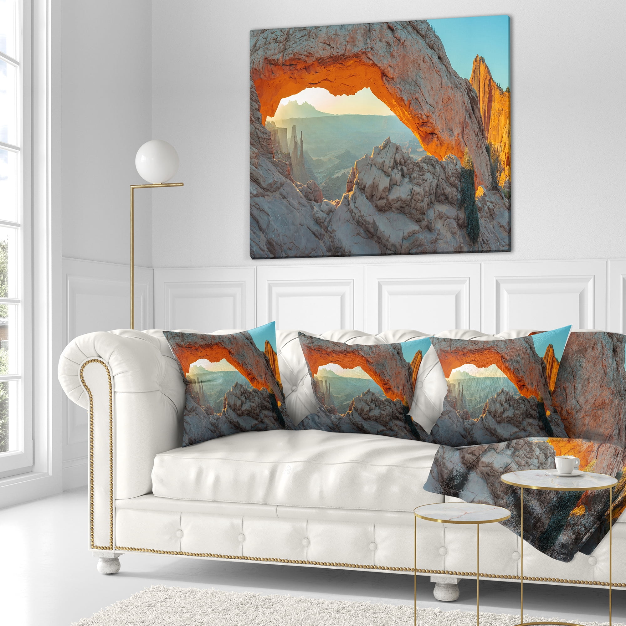 Designart Mesa Arch Canyon lands Utah Park - Landscape Printed Throw Pillow - 18x18