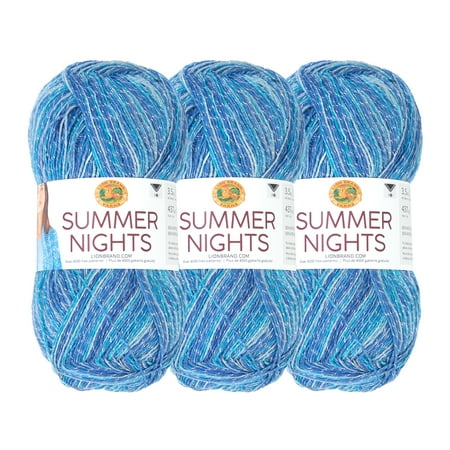 UPC: 0842093116585 | Lion Brand Yarn Summer Nights Cast Away Metallic Superfine Acrylic  Polyester Multi-color Yarn 3 Pack
