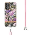 thumbnail image 3 of Flower Pattern Case for Samsung Galaxy A73 5G, Detachable Shoulder Strap Lanyard Crossbody Slim Lightweight Floral Cover with Soft Silicone Shockproof Drop Resistant Case,F, 3 of 7