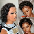 thumbnail image 5 of Short Wigs Virgin Hair Human Hair Curly Human Hair Wigs Cheap Pixie Cut Wig 13X1 Transparent Lace Wig Preplucked Hairline Wig, 5 of 5