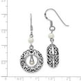 thumbnail image 2 of Sterling Silver Freshwater Cultured Pearl and Antiqued Earrings - Measures 40x17mm Wide, 2 of 4