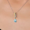 thumbnail image 3 of Gem Stone King 925 Silver and 10K Yellow Gold Sky Blue Topaz and White Lab Grown Diamond Pendant Necklace for Women | 1.35 Cttw | Gemstone November Birthstone | Pear Shape 8X6MM | With 18 inch Chain, 3 of 6