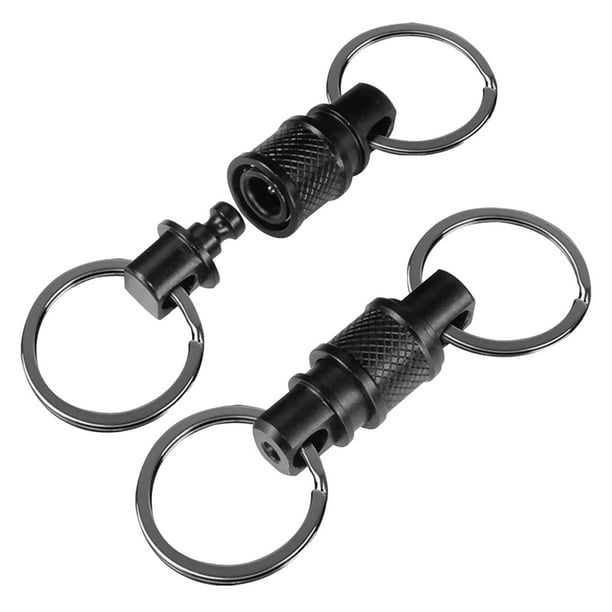 Clip retráctil para llavero de aleación de aluminio con llaveros desmontables, gancho giratorio de 360 grados de alta resistencia para llaves, bolsos, herramientas, color negro, una sola pieza. Rkxzt