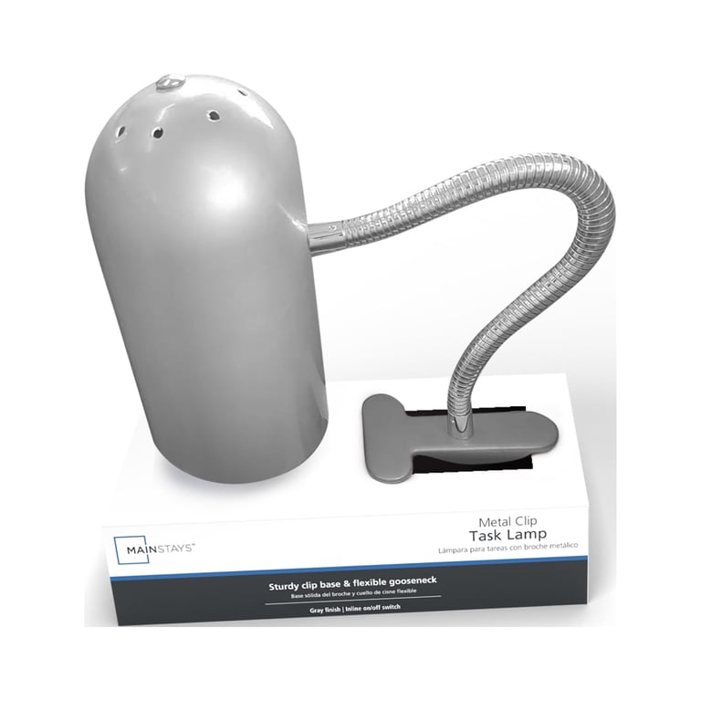 Mainstays 15" Metal Clip Task Lamp, Grey photo 8