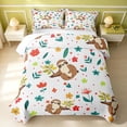 thumbnail image 2 of Erosebridal Cartoon Sloth Twin Quilt Set, Kawaii Animal Flower Twin Coverlet Set, Pink Reversible, Brown Beige, 2 Pieces (1 Bedspread and 1 Pillowcase), 2 of 7