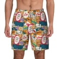 thumbnail image 2 of Picia Retro Summer Stamp pattern Mens Swim Trunks with Compression Liner Stretch Beach Shorts Quick Dry with Zipper Pockets No-Chafing Board Shorts-XX-Large, 2 of 9