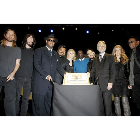 Taylor Hawkins Dave Grohi Jimmy Jam Harris George Lopez Taylor Swife Akon Mike Shinoda Neil Portnow Fergie Herbie Hancock At The Press Conference For 50Th Annual Grammy Award Nominations Announcement