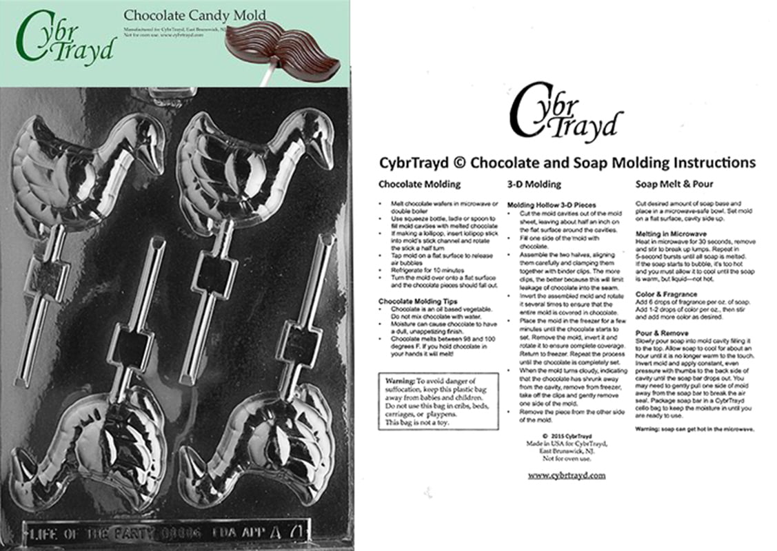 Cybrtrayd Spaceman and Rockets Kids Chocolate Candy Mold with Chocolatiers Guide Instructions Book Manual 