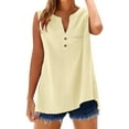 thumbnail image 4 of Yghzkop Summer Tops for Women 2025 Fashion Sleeveless Cotton Linen Shirt Button V Neck Tunic Tank Top Casual Comfy Breathable Blouses Outfits, 4 of 9