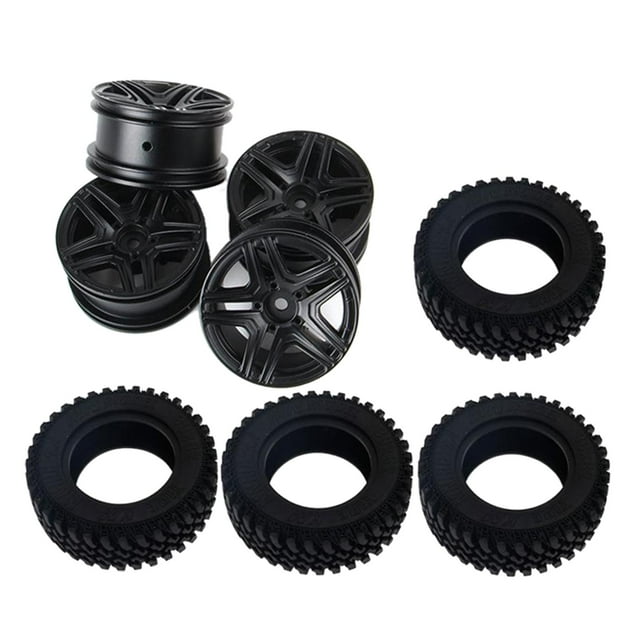 segolike 4Pcs Upgrade RC Car Wheel Rim for MN86 RC Buggy Vehicle Replacement Accessories black rim and tires