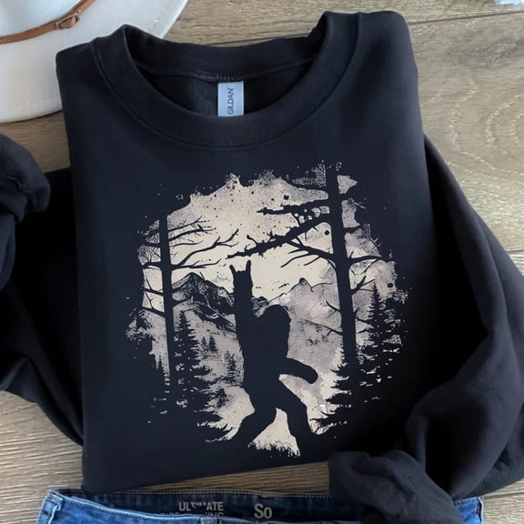 Bigfoot Forest Shirt: Sasquatch Hiking Graphic Tee Tshirt All Size S-5XL