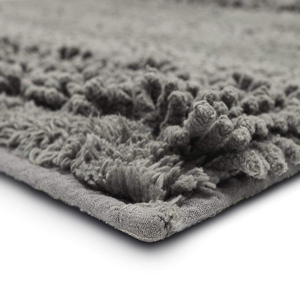Mohawk Home Plush Cotton Fade/Stain Resistant Non-slip Machine Washable Bath Mat, Cool Grey, 2' 3" x 3' 9"