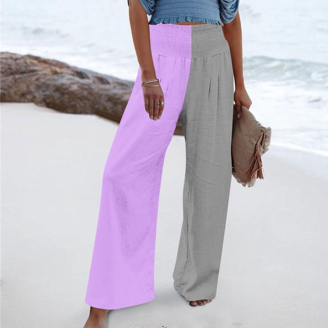 Mefallenssiah Mode Femmes Été Décontracté Ample Taille Élastique Pantalon Imprimé