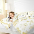 thumbnail image 3 of jejeloiu Ribbon Bow Tie Halloween Ghost White Yellow Graffiti Twin Comforter Set,Reversible Lightweight Decorative Bedding,2pcs, 3 of 7