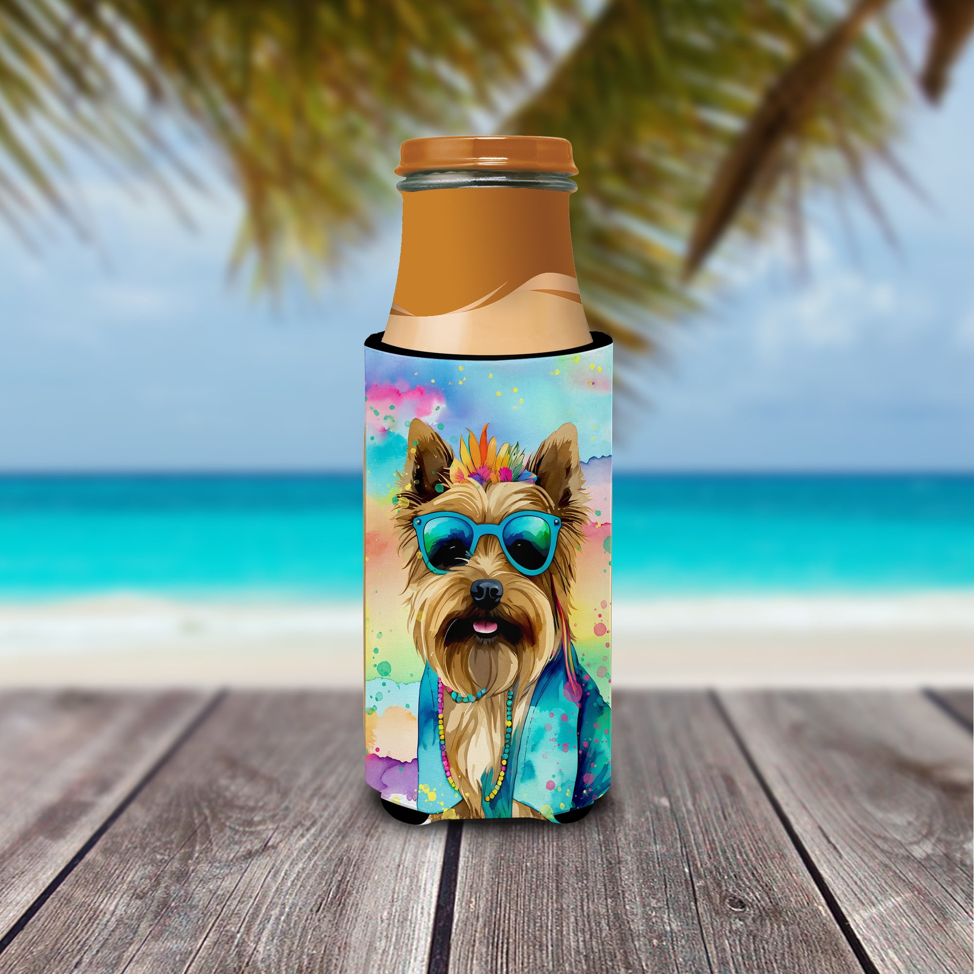 Cairn Terrier Hippie Dawg Hugger for Ultra Slim Cans 4 in x 6.5 in