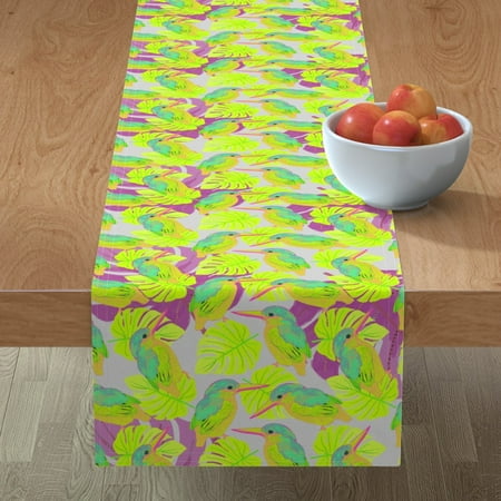 

Cotton Sateen Table Runner 90 - Tropical Bird Jungle Paradise Green Exotic Pink Fun Bold Neon Fashion Nadderzique Aimals Bright Print Custom Table Linens by Spoonflower