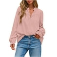 thumbnail image 2 of ClodeEU Women's Long Ruffle Sleeved V Neck Shirt ,Loose Casual Blouses,Solid Color Shirt Top Purple,Womens Plus XXL, 2 of 8