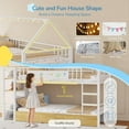 thumbnail image 6 of Bunk Bed Twin Over Twin Size Loft Bed with Globe String Lights and 6 Storage Drawers Low Metal Bunk Beds with Charging Stations & Montessori Bookshelf, Safety Guardrail and Ladder, White, 6 of 10