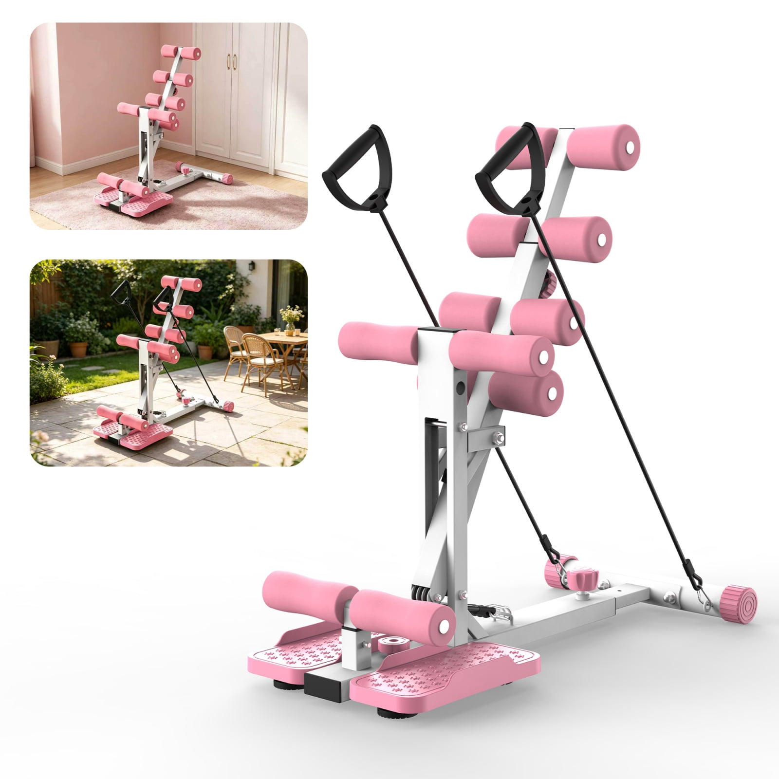 Deep Squat Machine with Resistance Bands, Squat Assist Trainer for Glutes Legs & Core Workout, Compact Home Gym Exercise Equipment with Non-Slip Base, 300 lbs Capacity