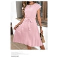 thumbnail image 6 of EASYBRA Pleated Midi Dress Solid Color Short Sleeve Casual Summer Dress Slim Fit Round Neck S–XXL, 6 of 6