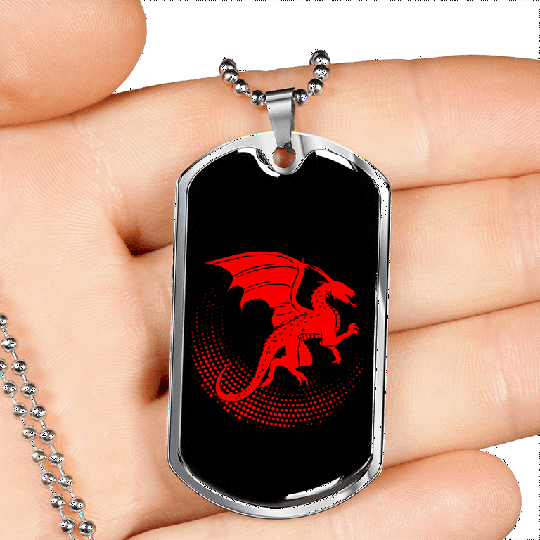 Chinese Red Dragon Necklace Stainless Steel or 18k Gold Dog