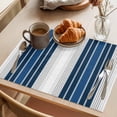 thumbnail image 3 of Lake Blue Stripes Placemats Set of 4 Minimalist Abstract Vertical Lines Place Mats Indoor Wipeable Table Mats Washable Cloth Dining Table Placemats for Kitchen Holiday Party Home Decor 13x19 Inch, 3 of 9