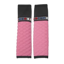 Unique Bargains Car Rhinestones Seat Belt Cover Pad Shoulder Strap Seatbelt Soft Comfortable Covers Pink 2 Pcs
