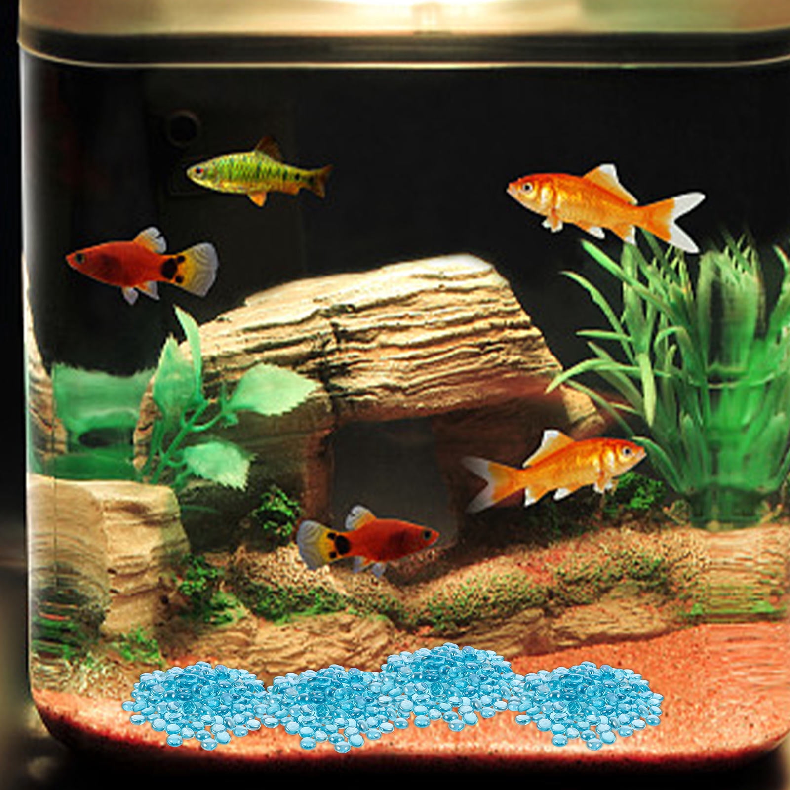 UPKOCH Blue Glass Stones for Decor Add Style to Plants and Fish Tanks 1 Bag