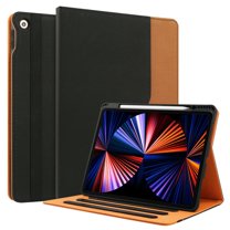 iPad 10th Generation Case 2022, iPad 10.9 Inch Case with Built-in Pencil Holder, Folio Stand Protective Leather Case Cover with Hand Strap, Auto Sleep/Wake, Multiple Viewing Angles, Black/Brown