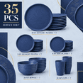 thumbnail image 4 of Homienly Dorm Dishes Set, 35-Piece Wheat Straw Dinnerware for 7, Plates Bowls & Cups, Lightweight Reusable Stackable Tableware, Microwave & Dishwasher Safe, College Apartment, Dark Blue, 4 of 8