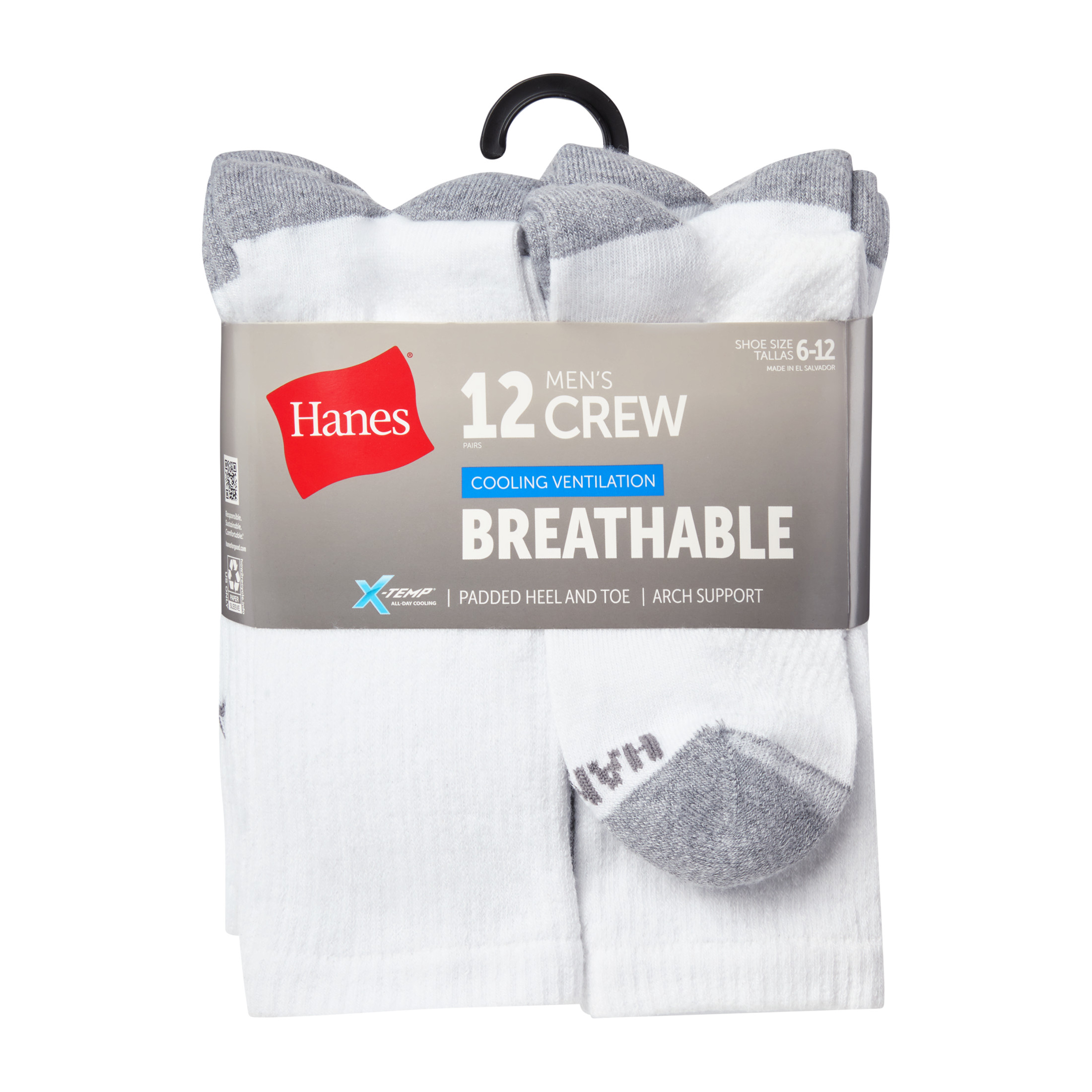 Hanes Men's X-Temp Active Cool Crew Socks, 12-Pack photo 2