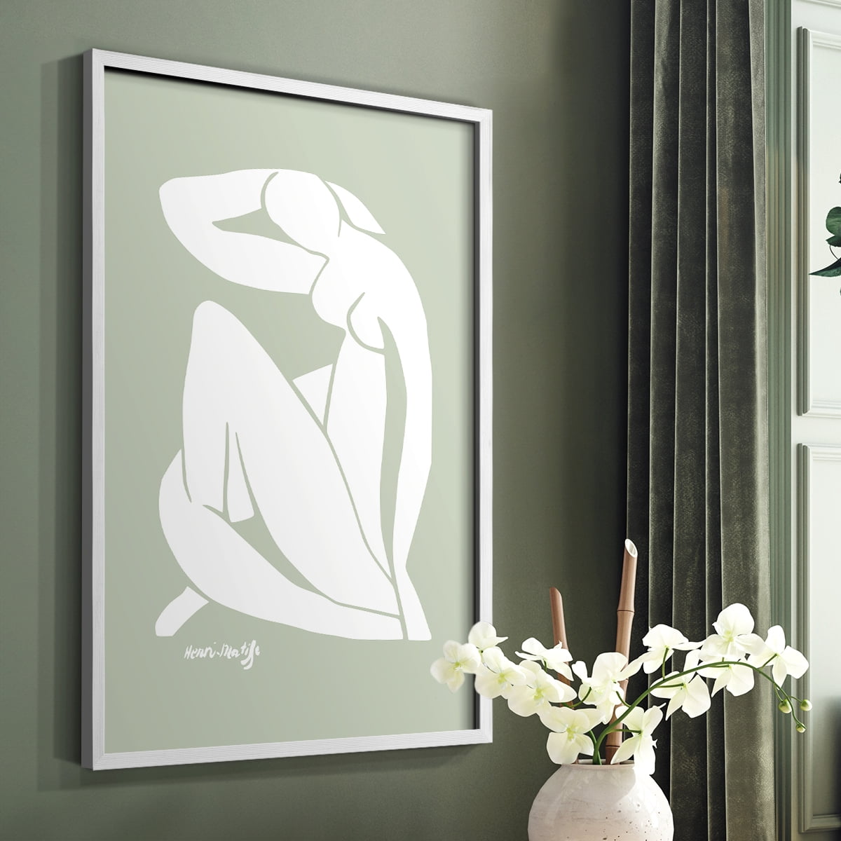 Matisse CDXCII in White Solid Wood Framed Print No Nail Hanging
