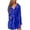 Blue, variant on Womens Fleece Short Length Bathrobe Plush V Neck Robe with Pockets Warm Winter Spa Sleepwear Comfort Housecoat Orange