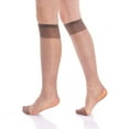 thumbnail image 3 of 8 Pairs Sheer Knee High Socks for Women 15 Denier Stay up Band (Mink), 3 of 5