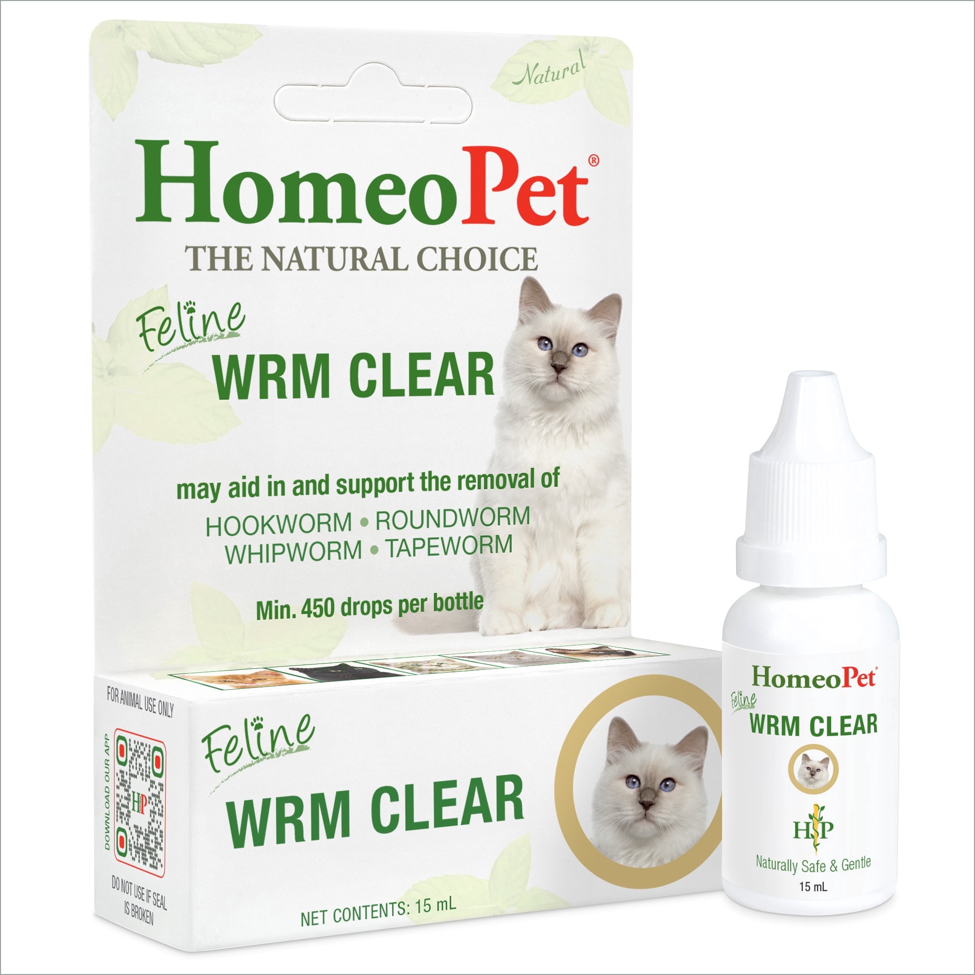 HomeoPet Feline WRM CLEAR Worm Parasite Remedy Support Drops for Cats, 15 mL