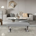 thumbnail image 3 of Dining Room Bench  in Grey Faux Leather，Upholstered Padded Seat for Living Room., 3 of 5