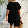 thumbnail image 4 of JULMCOMO Two Piece Sets for Women Ruffle Layered Scoop Neck Short Sleeve Summer Tops Wide Leg Loose Fit Trendy Short Sets with Pockets Black XL, 4 of 4