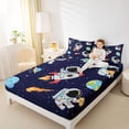 thumbnail image 4 of Homewish cute Cartoon Astronaut Queen Sheet Set (4-Piece) Galaxy Planet Starry Sky Decor For Boys, 4 of 7