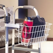 DMI Walker Basket with Removable Liner and Cup Holder, Fits Most Standard Walkers, Rust-Resistant, 16 x 5.5 x 7 in