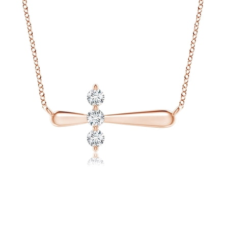 ANGARA Lab Grown Diamond Sideways Cross Necklace for Women in 14K Rose Gold (Size-2.8mm| Color-F-G| Clarity-VS) | April Birthstone, Anniversary, Jewelry Gift for Women | Lab-Grown Diamond Necklace