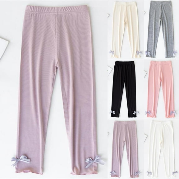 NAISIBABY Girls Leggings 10-12T, Stretchy Elastic Waist Ruffles Leg Cotton Soft Tight Pants Purple(2-13T)