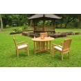 thumbnail image 5 of Grade-A Teak Dining Set: 3 Seater 4 Pc: 48" Round Butterfly Table And 3 Wave Stacking Arm Chairs Outdoor Patio WholesaleTeak #51WV0904, 5 of 6