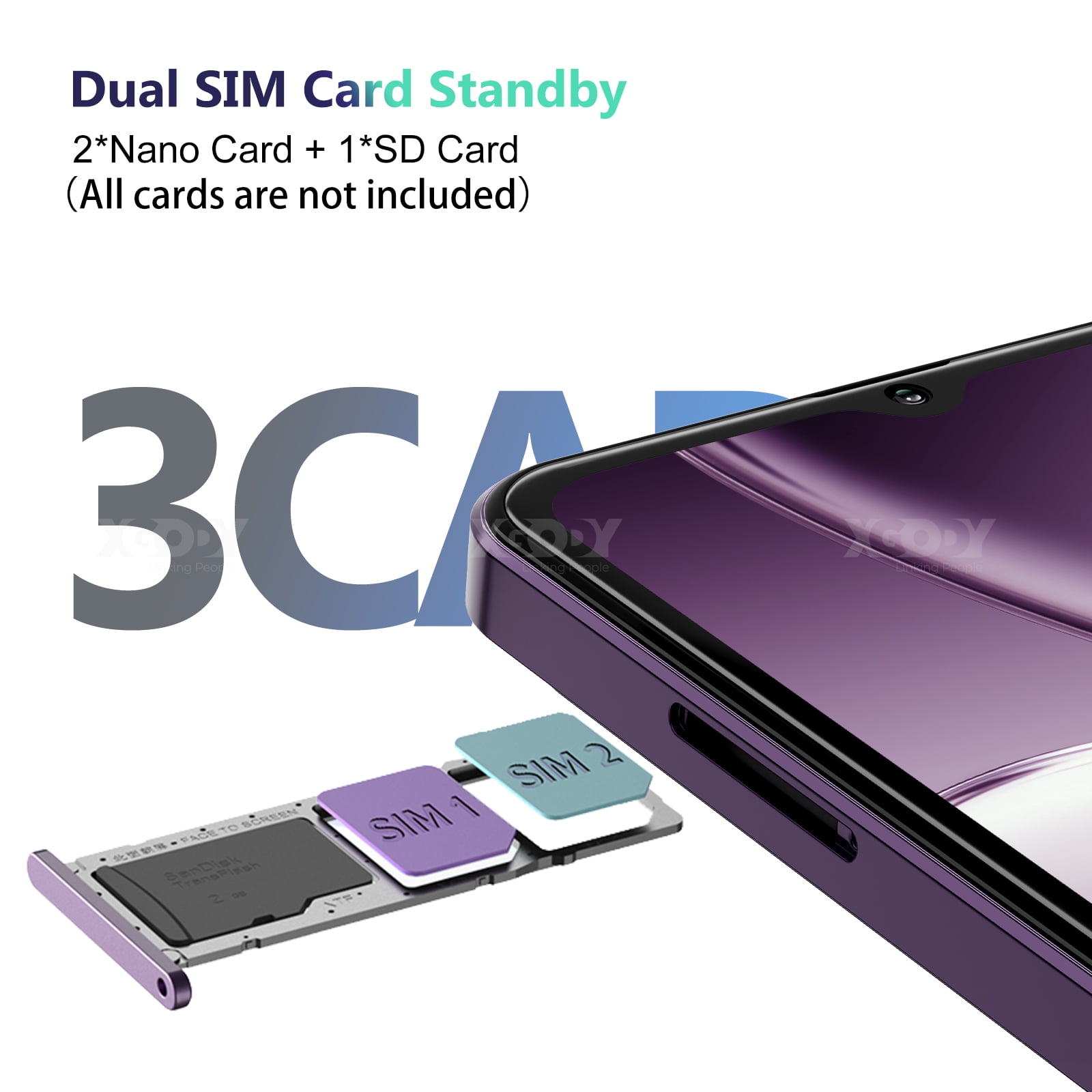 XGODY X18 4G T-Mobile Unlocked Cellphones, 16GB Unlocked Smartphone, 3750mAh Android phone,  6.5" Mobile Phone, Lavender