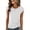 White, variant on Women's Ruched Drawstring Side Tops Round Neck Sleeve Casual Tee Basic Solid Color T-Shirt for Daily Wear