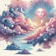 thumbnail image 2 of Ambesonne Celestial Sky Duvet Cover Set, Boho Pastel Fantasy, Queen, Blush Blue Lavender, 2 of 5
