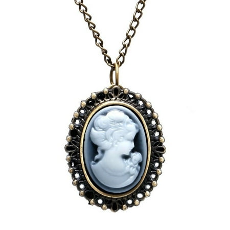 Cameo Anti-tarnish Flip over Pocket Watch Necklace Antique Style Woman Watch,