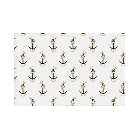 

Placemats Set of 4 anchor rope mixed flowers cute Place mats for Dining Table Indoor/Outdoor Cute Heat Resistant Washable Table Mats(18 x 12 )